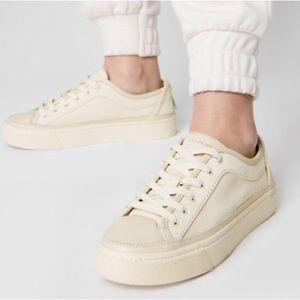 ALLSAINTS Women 8 Milla Off White Beige Leather Platform Sneaker Lace-up